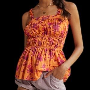 Floral Orange and Pink Women's Top